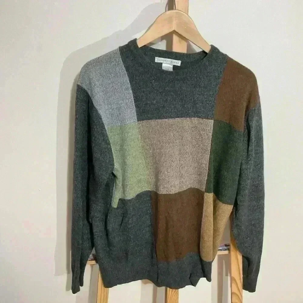 Geoffrey Beene Men’s Sweater Block design soft and stretchy Men’s Long sleeve Sw